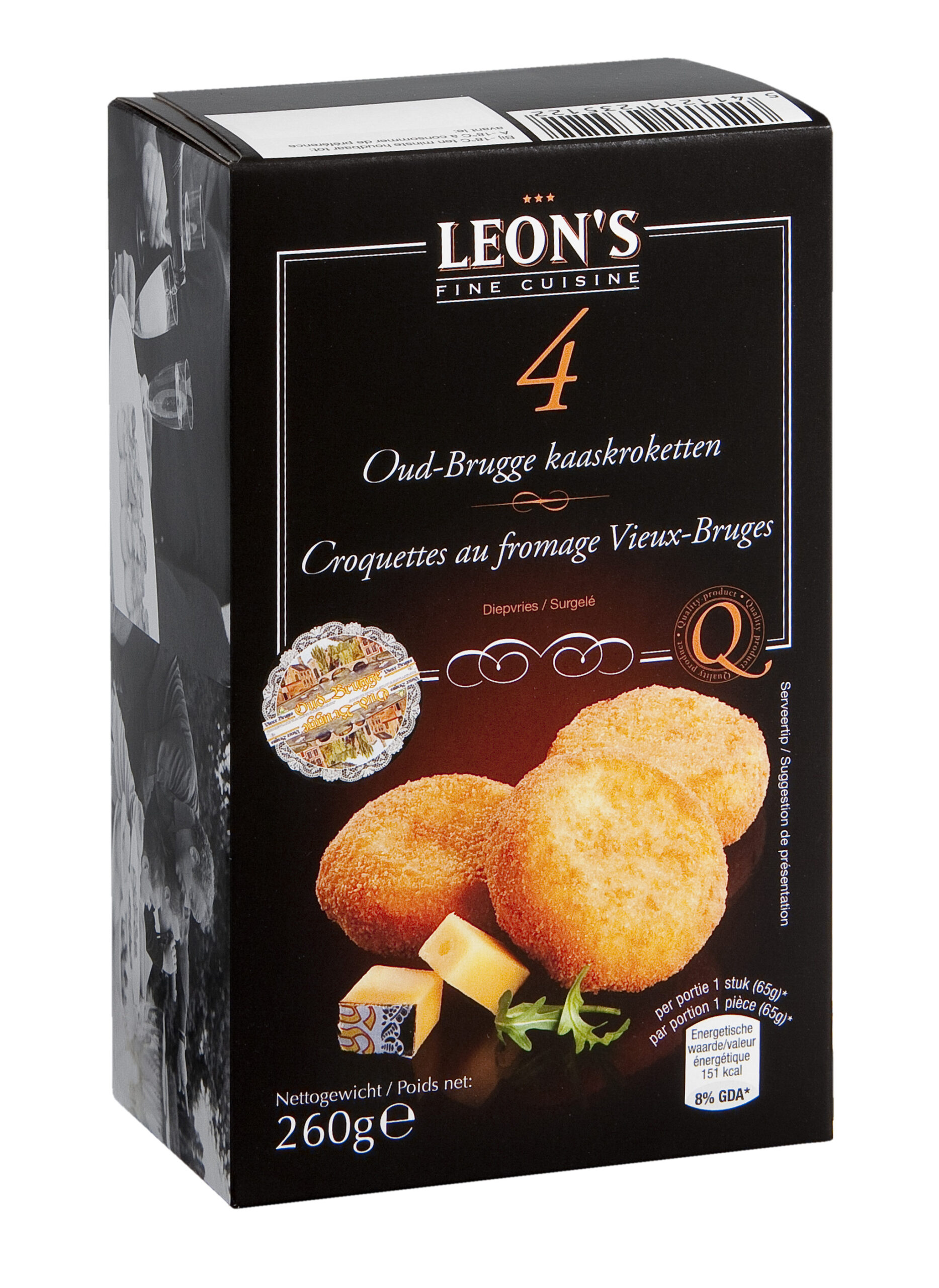 Oud-Brugge kaaskroketten 4 x 65g LEON'S CUISINE