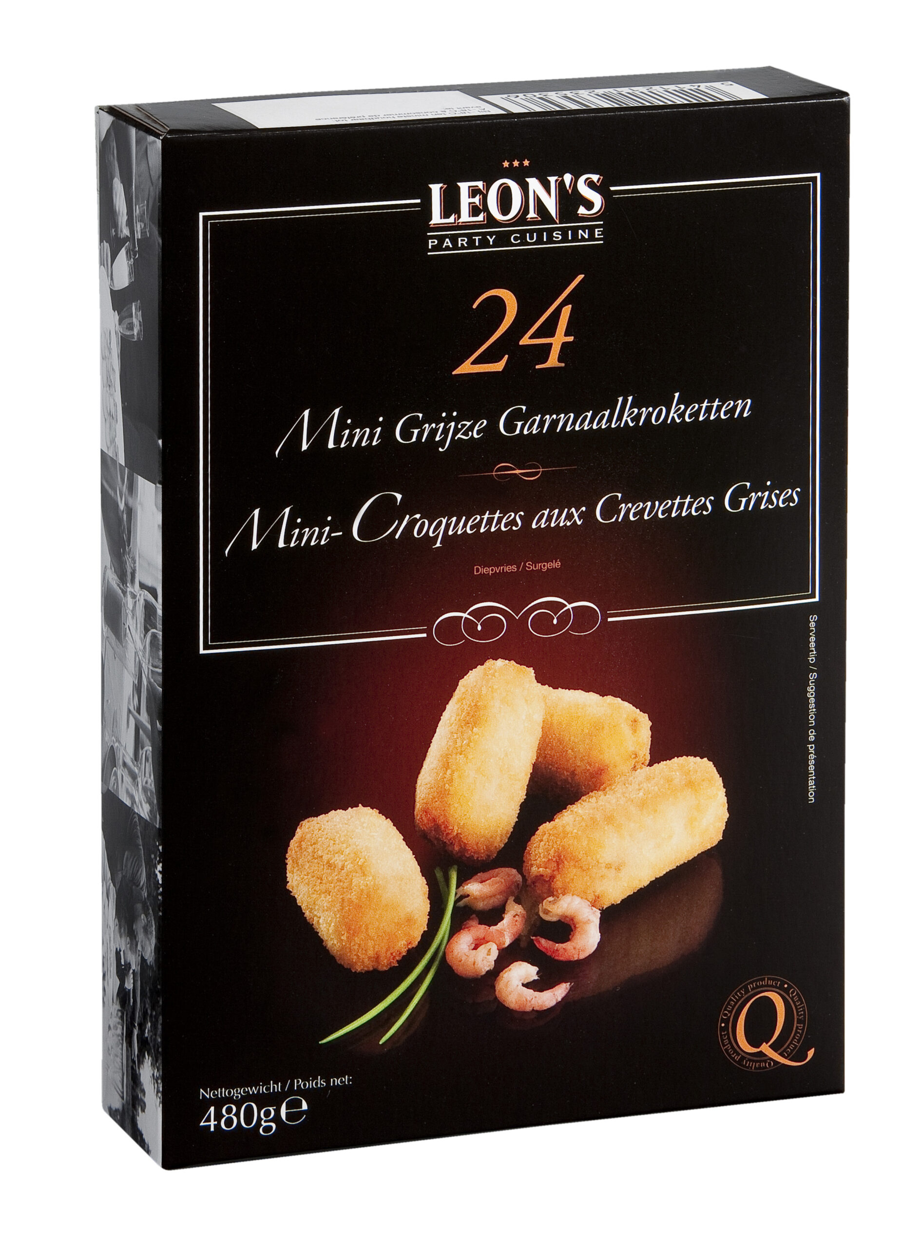 Packshot Mini grijze garnaalkroketjes