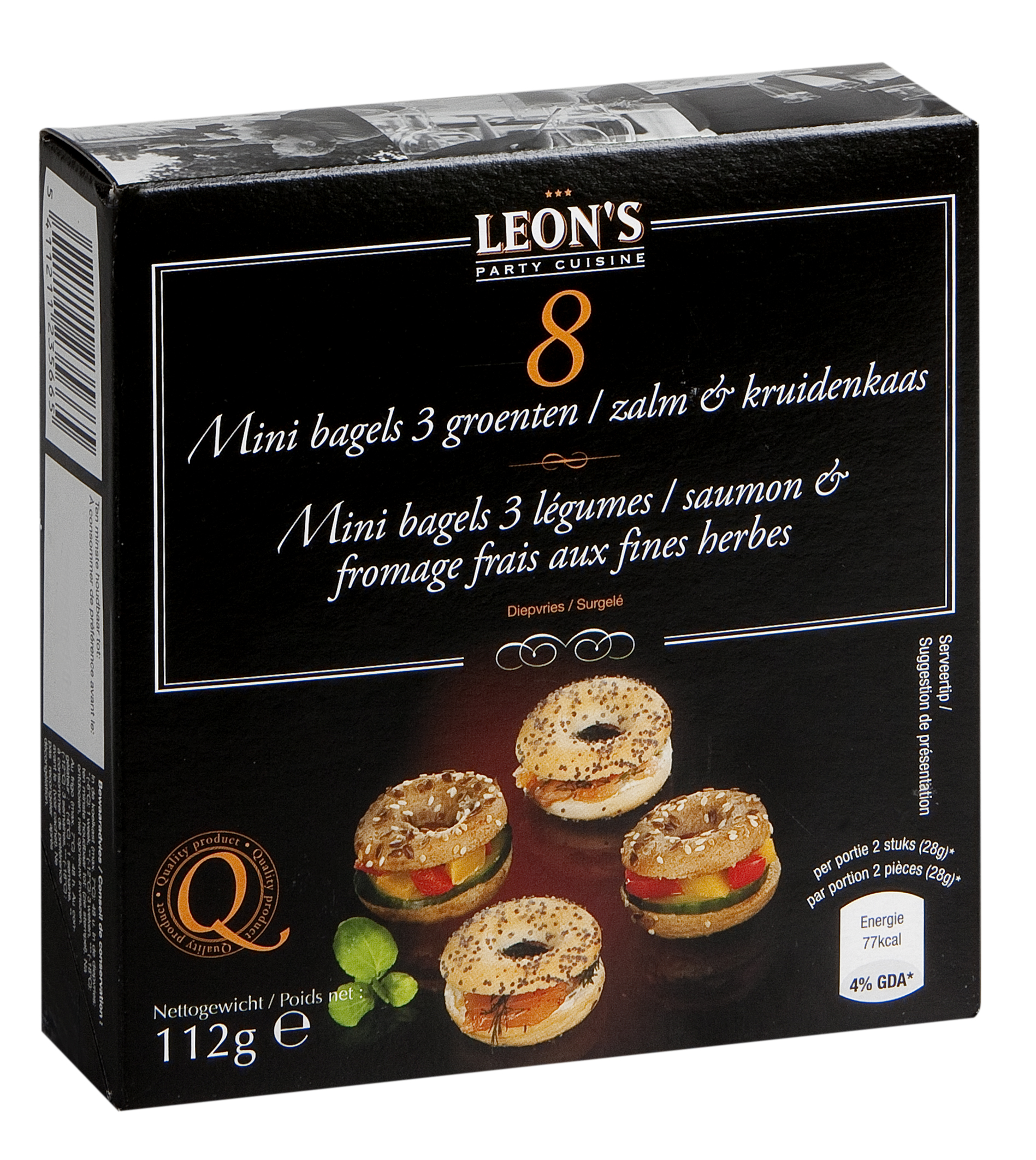 Packshot mini bagels 3 groenten – zalm & kruidenkaas
