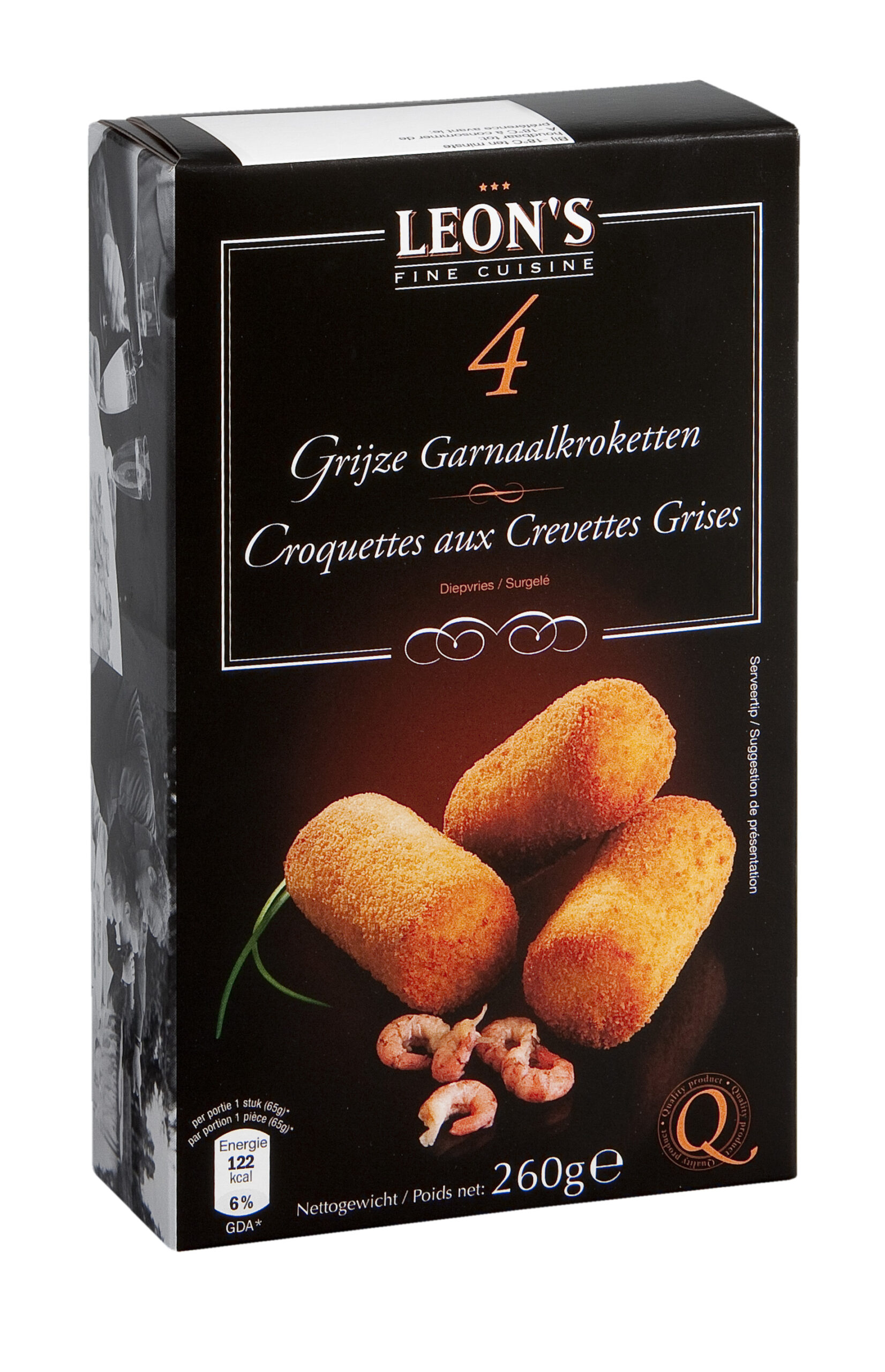 Grijze garnaalkroketten 4 x 65g LEON'S CUISINE