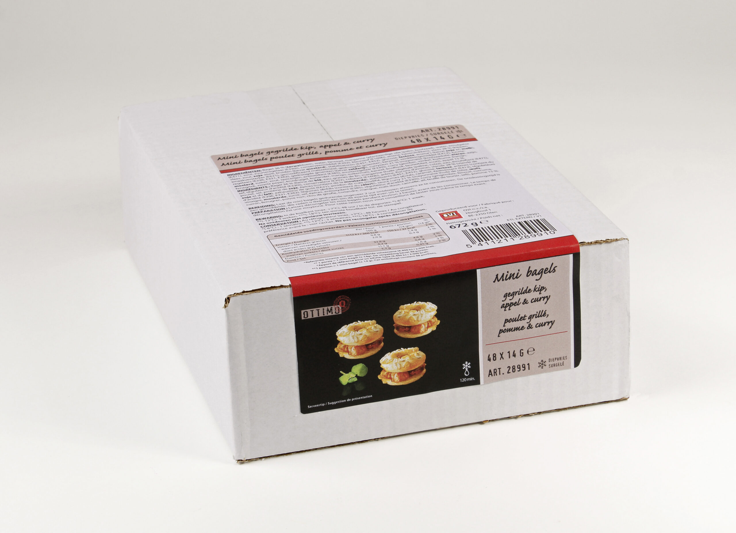 Mini bagels gegrilde kip, appel en curry